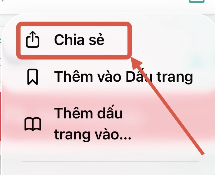 Chia sẻ qua menu
