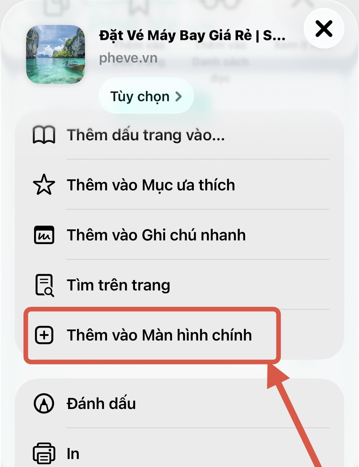 Thêm vào Màn hình chính